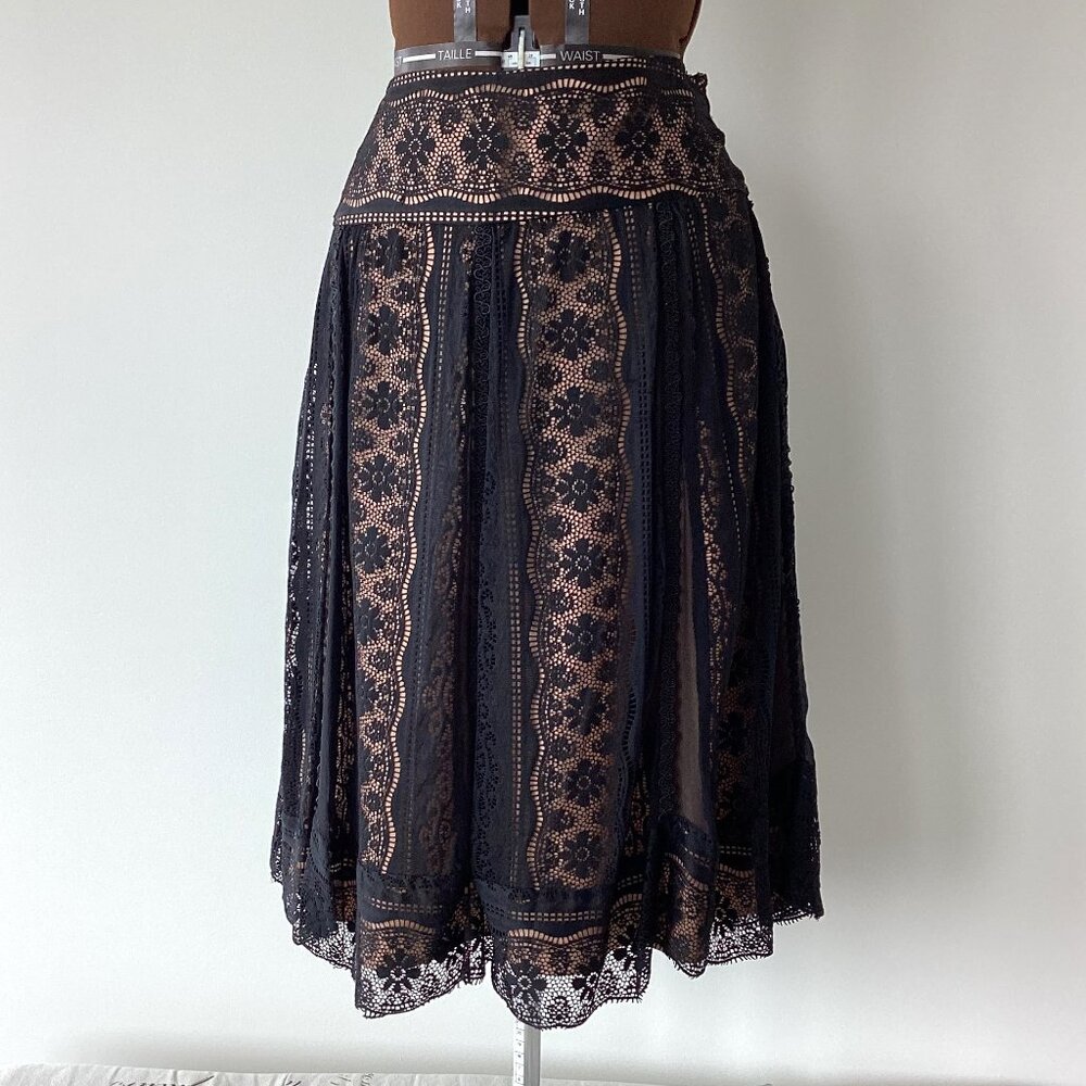 Black Lace Skirt with Gold Lining